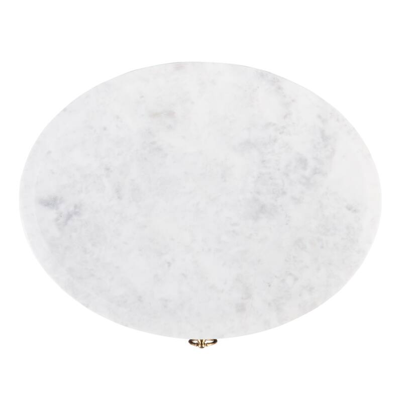 Ellen 18.25 in. W Oval Marble and Wood 1-Drawer Nightstand