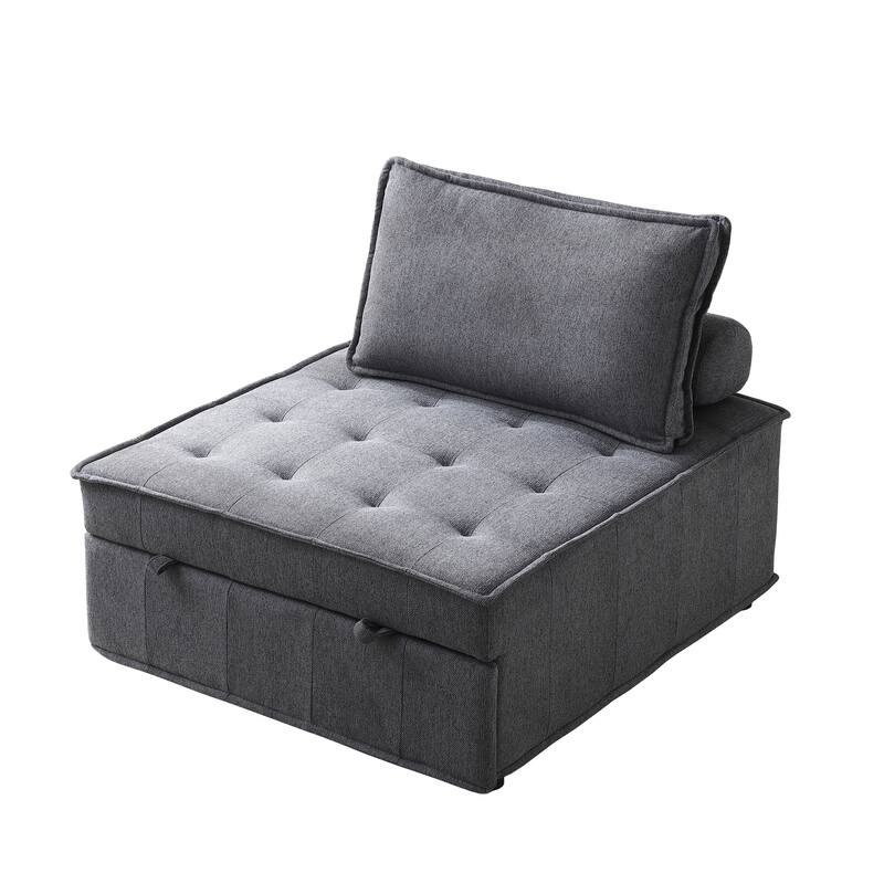 Multipurpose Linen Fabric Ottoman Lazy Sofa Pulling Out Sofa Bed