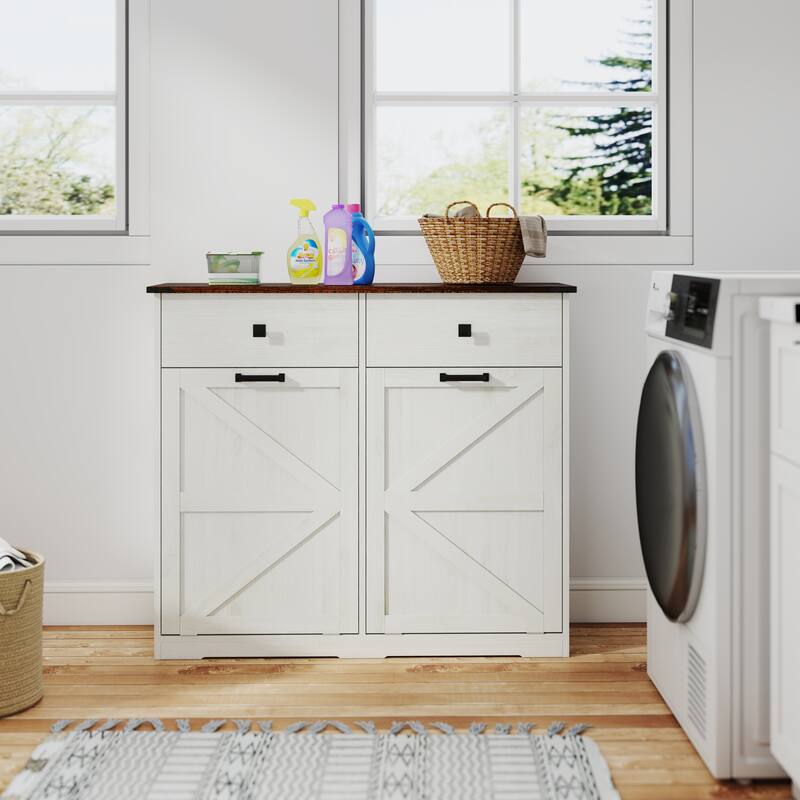 White Double Tilt Out Trash Cabinet Storage Cabinet Trash Can Cabinet