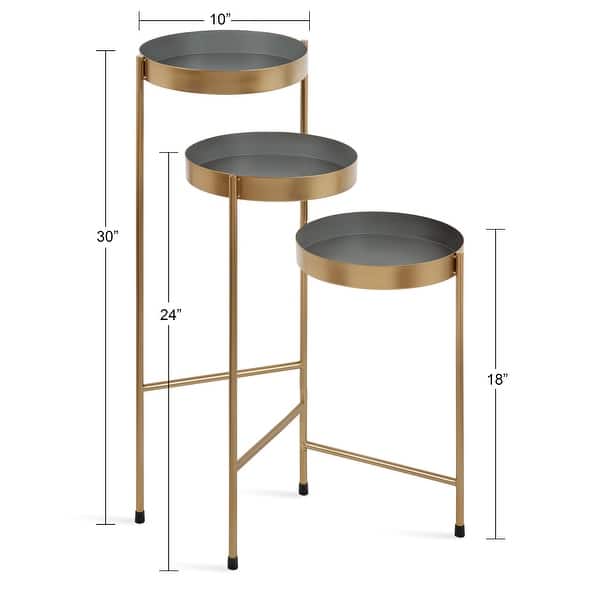 dimension image slide 8 of 17, Kate and Laurel Finn Metal 3-tier Modern Plant Stand - 16x21x30