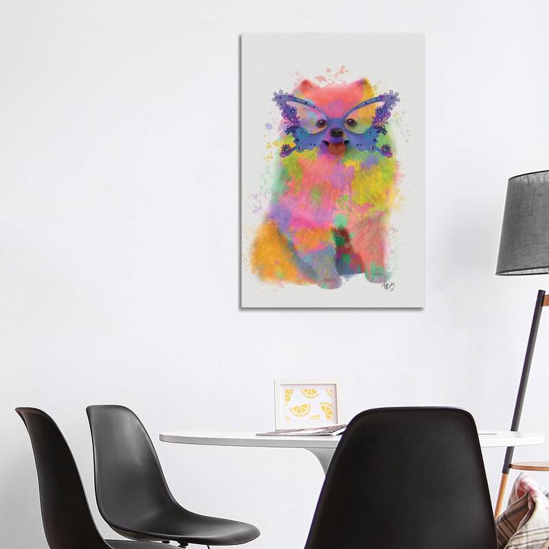 iCanvas "Rainbow Splash Pomeranian" by Fab Funky Canvas Print - 40x26x1.5