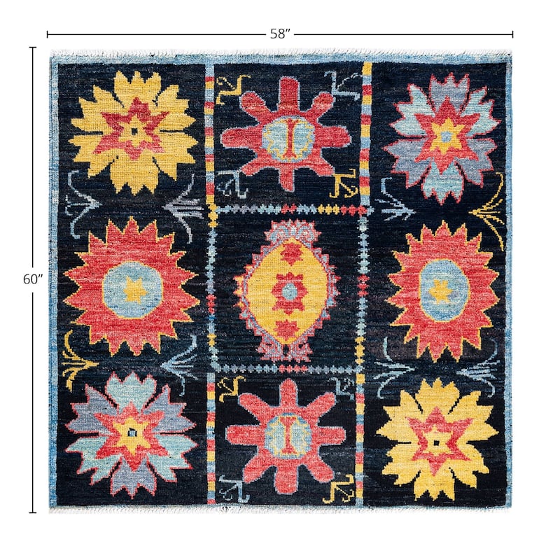 Contemporary Overdyed Wool Hand Knotted Square Area Rug - 4' 10" x 5' 0"