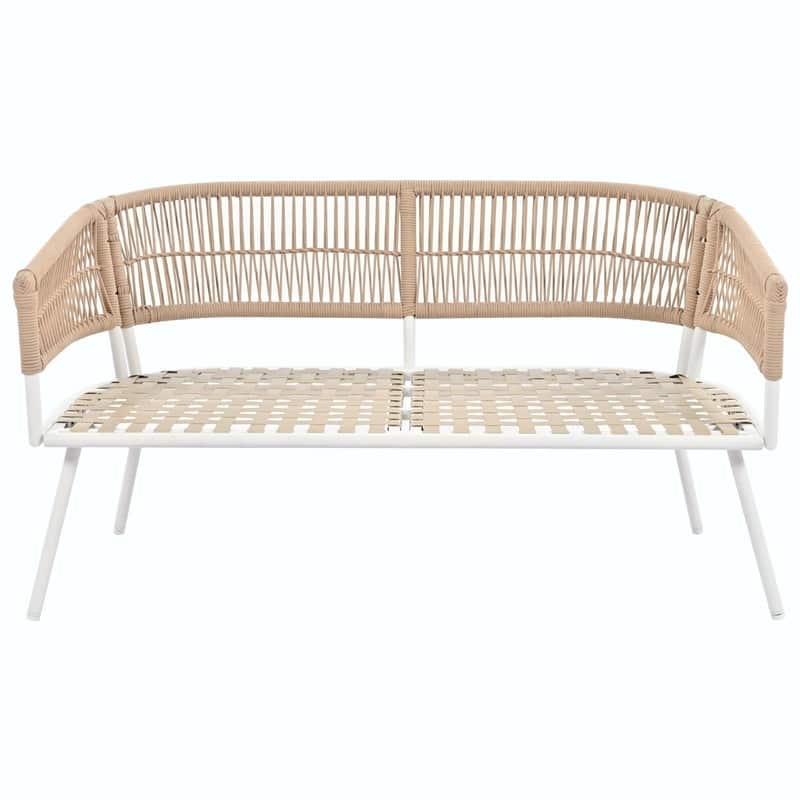 4-Piece Boho Rope Patio Furniture: Outdoor Seating with Acacia Wood Table, Thick Cushions