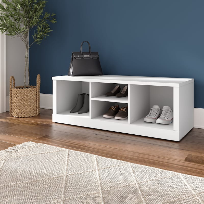 Hampton Heights 48W Shoe Bench by Bush Furniture - White