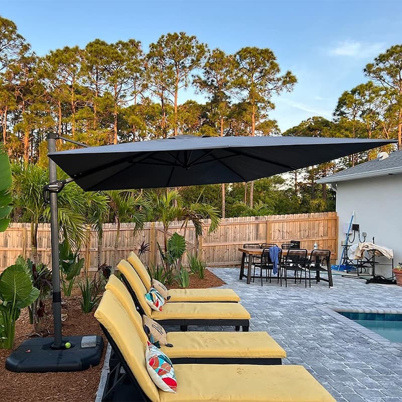 PURPLE LEAF 8 ft Square 360 Degree Rotation Patio Cantilever Umbrella