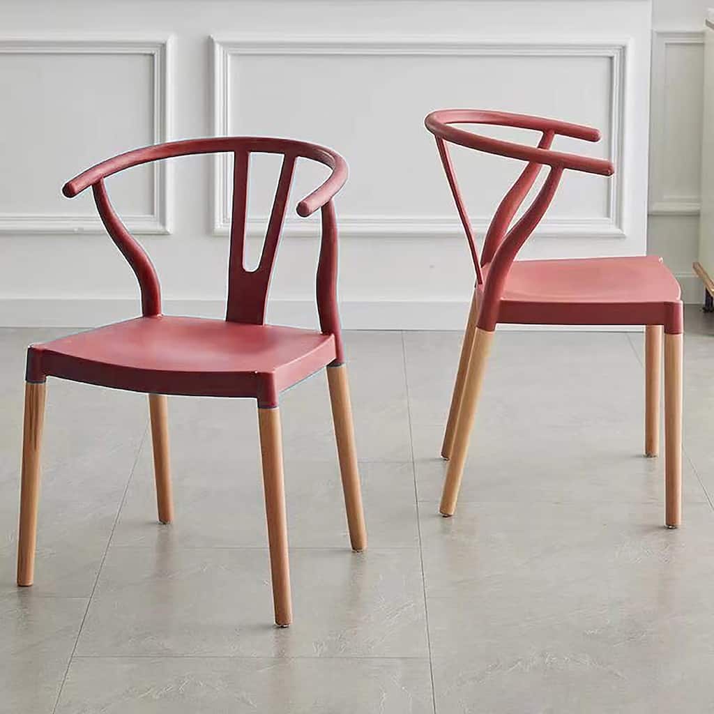Porthos Home Lyra Plastic Dining Chairs with Beechwood Legs, Set of 2