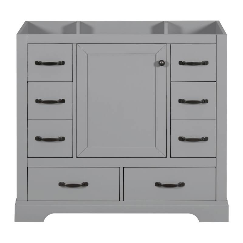 36" Bathroom Vanity with Sink Combo: Six Drawers, Multi-Functional Divider, Adjustable Shelf