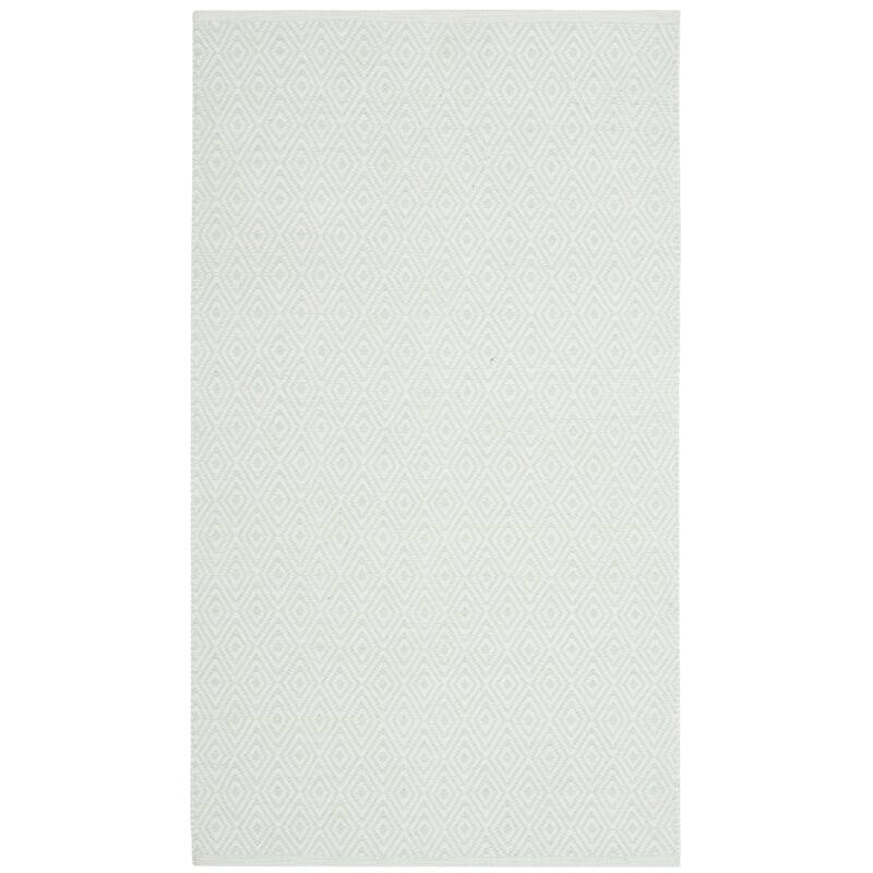 SAFAVIEH, Handmade Flatweave Montauk Brice Casual Cotton Rug - 2'6" x 4' - Ivory/Foam Green