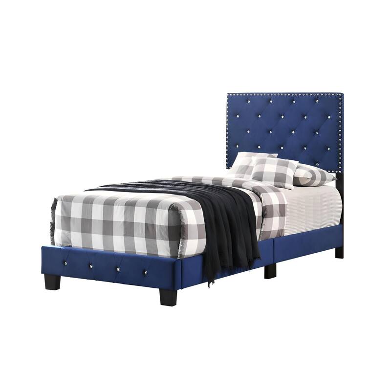 Navy Blue Twin Bed with Robust Frame
