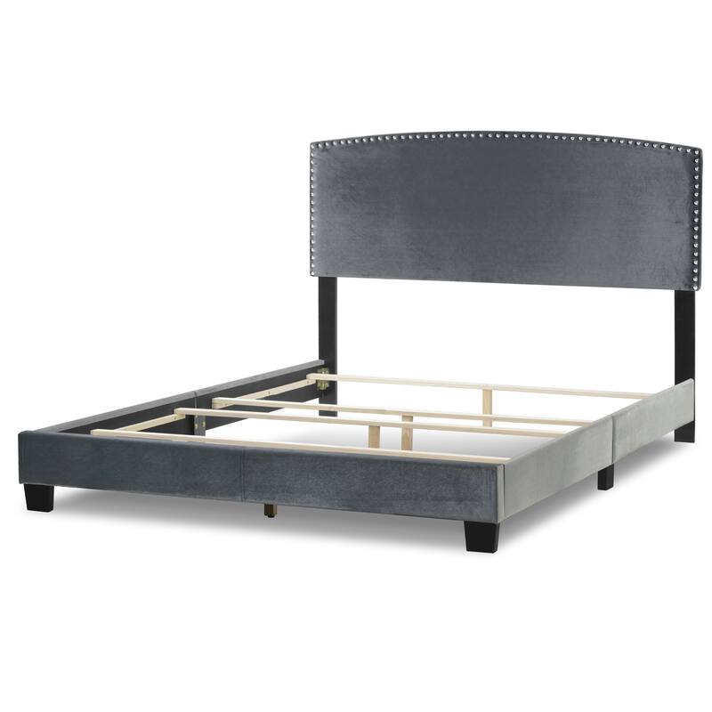 Ausca Fabric Queen Bed with Nail Head Trim