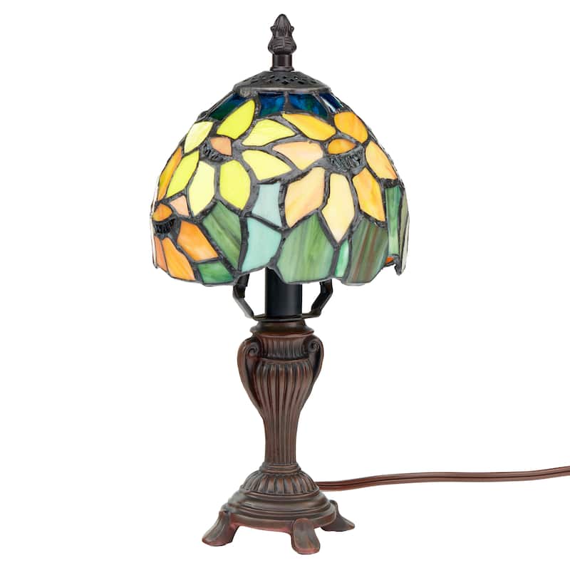 Copper Grove 11.5-inch Tiffany Style Stained Glass Sunflower Lamp - 6"L x 6"W x 12"H