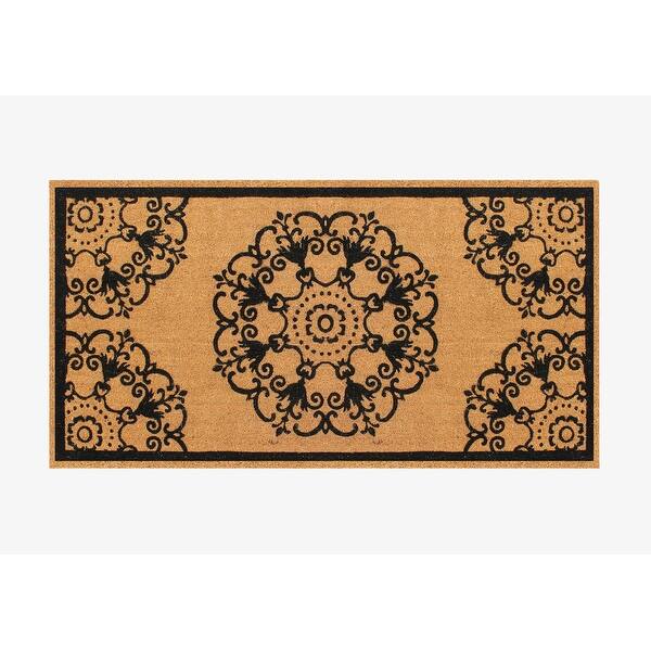 A1HC Natural Coir Flock Door Mat for Front Door, 36x72, Anti-Shed Treated Durable Double Door Entrance Doormat