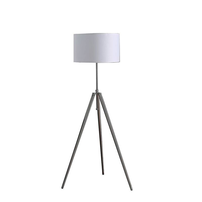 Modern 64" - 47 "H Mid-Century Adjustable Tripod Chrome Silver Metal Floor Lamp