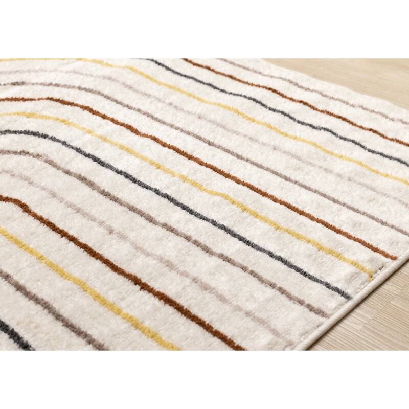 Cream Grey Multi-Colored Double Archway Area Rug