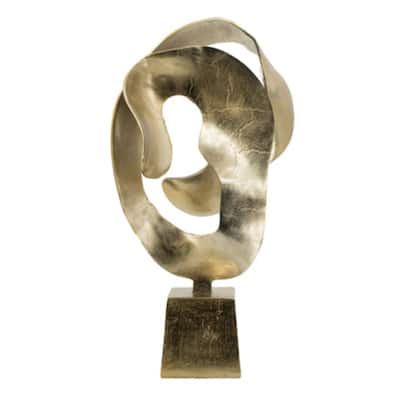 Abstract Sculpture with Pedestal Base - 28.25" - Gold
