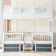 preview thumbnail 1 of 10, White Full Size Wood House Bed with Fence & Roof Full - White