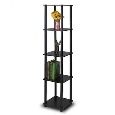 Space-Saving Espresso Black 5-Tier Corner Display Shelf Bookcase for Bathroom and Kitchen Use - 11.6 x 11.6 x 57.7 inches