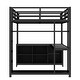 preview thumbnail 8 of 9, Full Size Loft Bed with L-shaped Desk, Built-In Wardrobe and Storage Shelves, Metal Bed Frame with Guardrails for Esports, Work