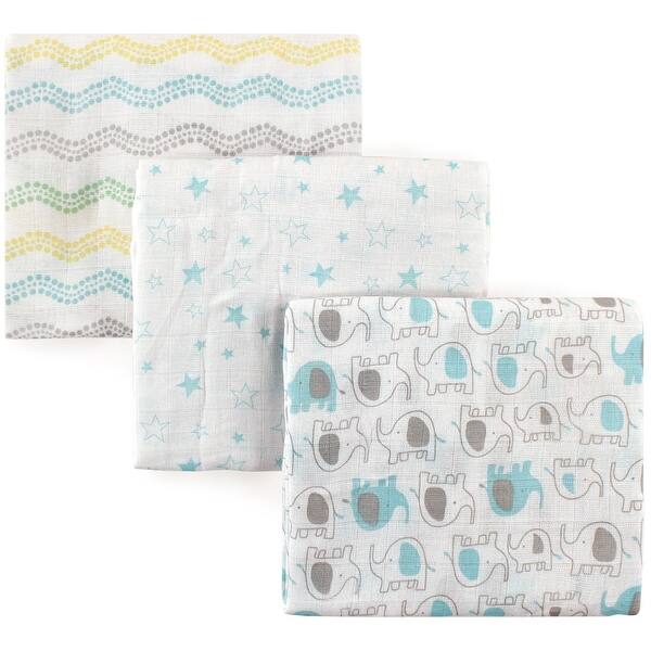 slide 1 of 1, Luvable Friends Baby Muslin Cotton Swaddle Blanket, Basic Elephant, One Size - Basic Elephant - One Size One Size - Basic Elephant