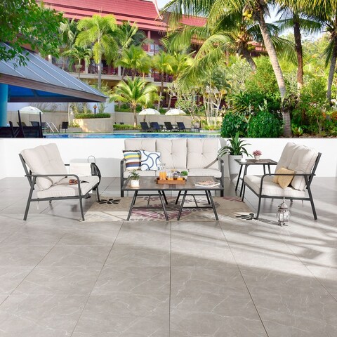 Patio Festival Curve-Arm 6-Piece Metal Outdoor Conversation Set