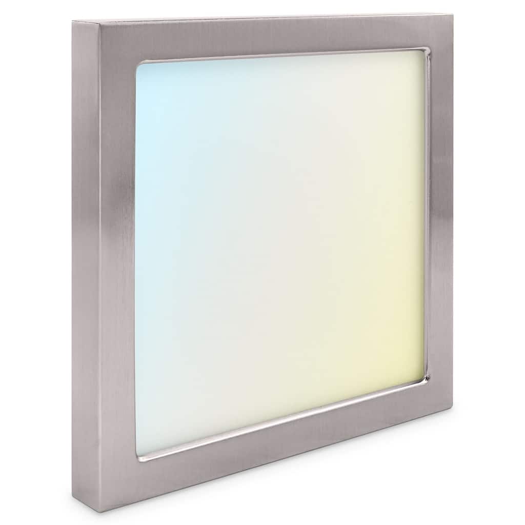 Luxrite 6 Inch Square LED Flush Mount Light, 15W 1000LM, 5CCT 2700K-5000K, Dimmable, Brushed Nickel