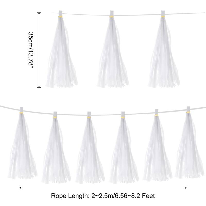 15Pcs Tassel Garland Banner with Rope - White
