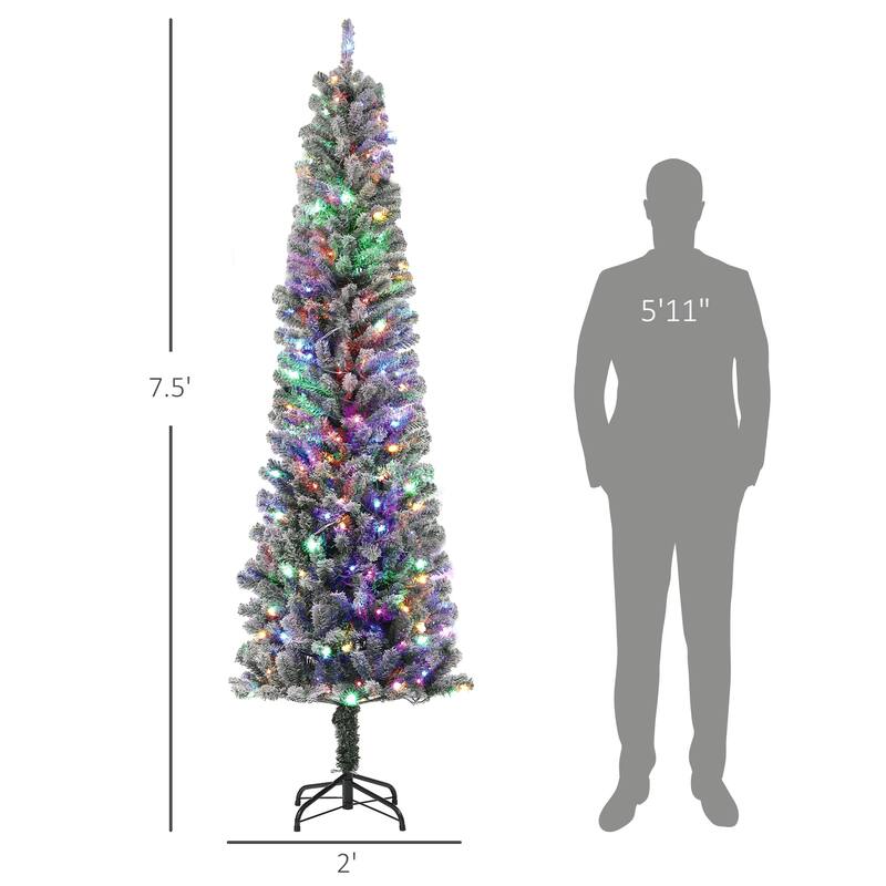 Green Plastic Steel Pencil Christmas Tree with LED Lights and Remote