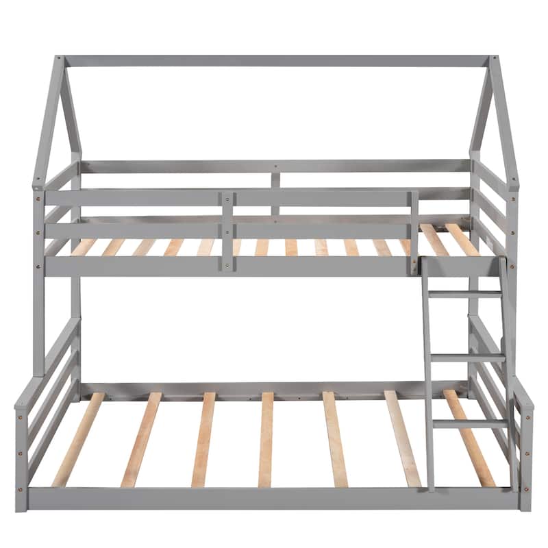 House Bunk Bed with Built-in Ladder