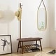 Bamboo Entryway Coat Rack Shoe Bench with 5 Hooks 3 in 1 Hall Tree ...