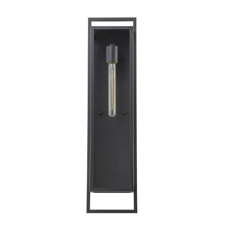 Rennnsan 1-Light Matte Black Rectangular Iron IP23 Outdoor Wall Sconce for Patio