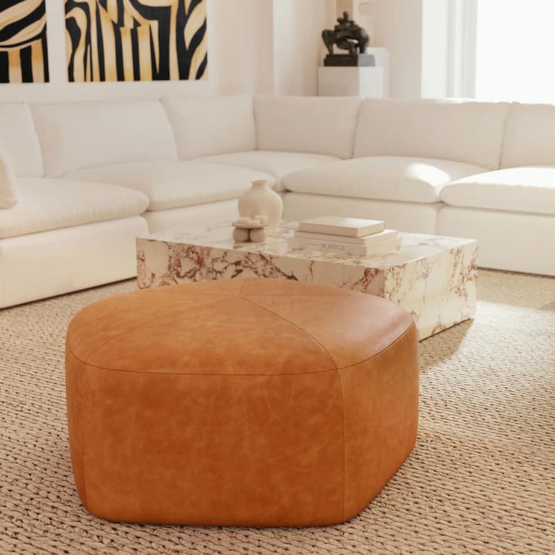 Poly & Bark Porto Ottoman - Full Grain Genuine Italian Leather
