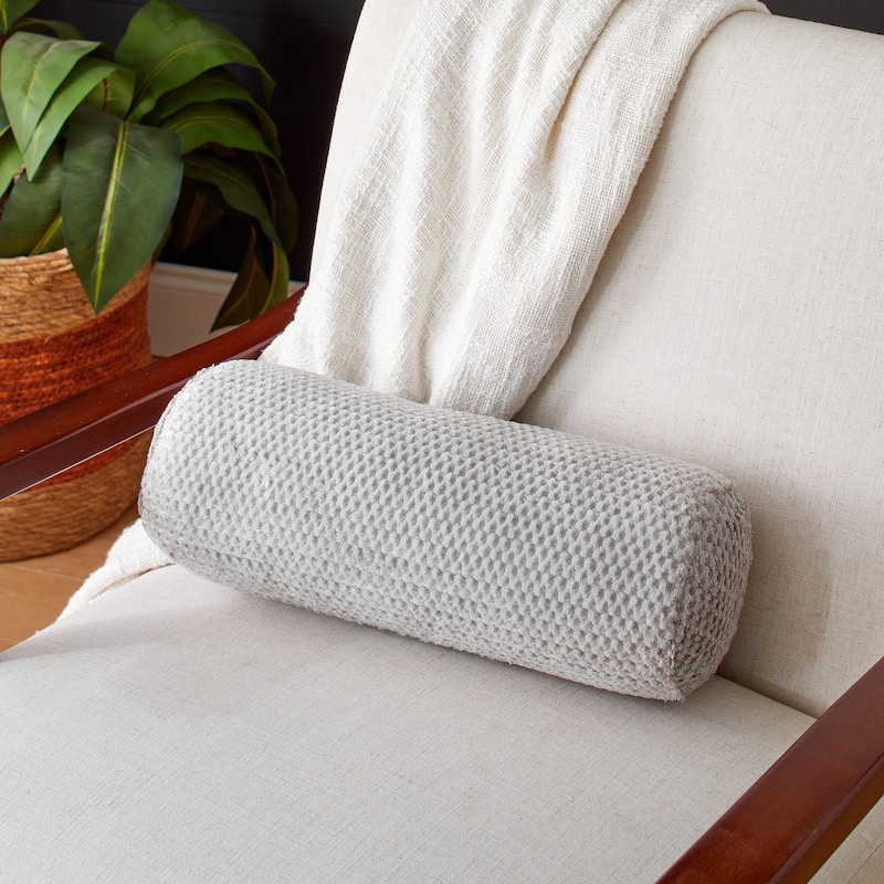 Sorra Home Velvet Shimmer Indoor Long Bolster Pillow - 16 in x 6 in x 6 in - Sutherland Dove