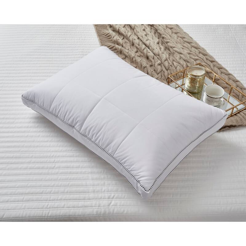 Hotel Grand Quilted White Goose Feather And Down Compartment Pillow (Set of 2) - Medium-Firm - Jumbo - Set of 2