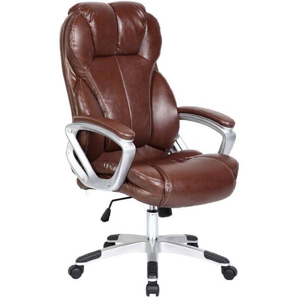 2xhome Brown Leather Ergonomic High Back Executive Office Chair Desk Boss Manager Tilt Work Professional Overstock 14039725