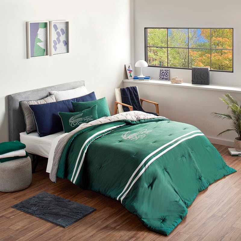 Lacoste Embroidered Big Croc 3-Piece Cotton Comforter Set