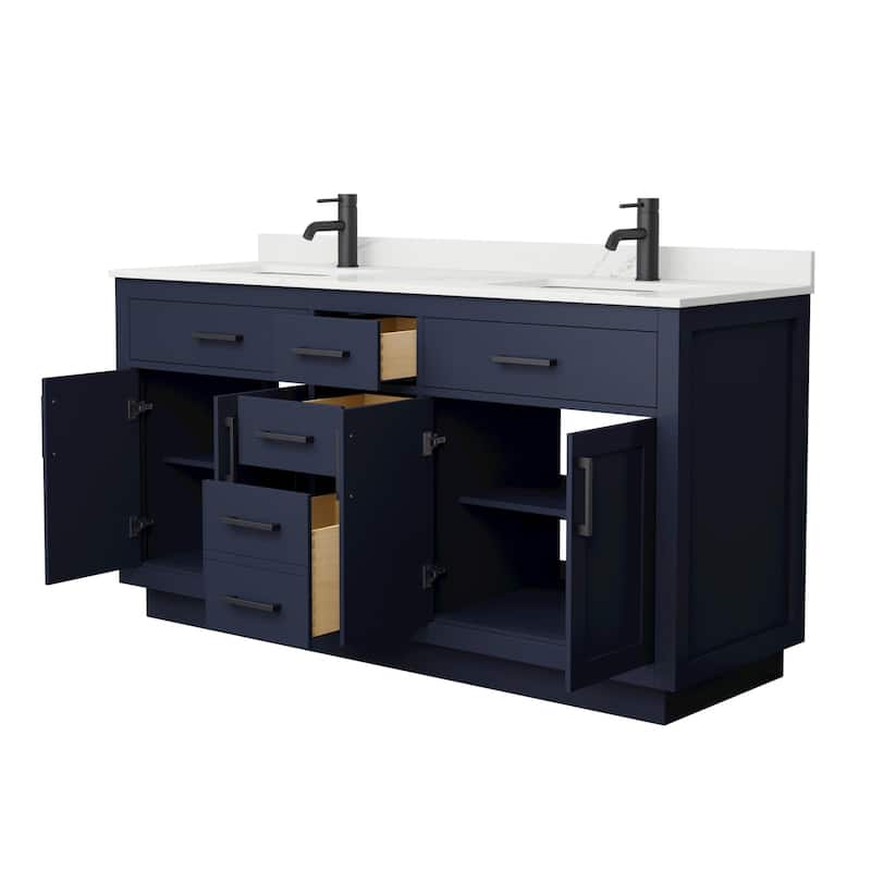 Beckett TK 66-inch Double Vanity, Single Hole Quartz Top