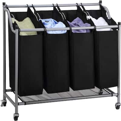 Laundry Sorter Cart 4 Bag Classics Rolling Laundry Hamper - 37.6"L x 15.2"W x 32.7"H