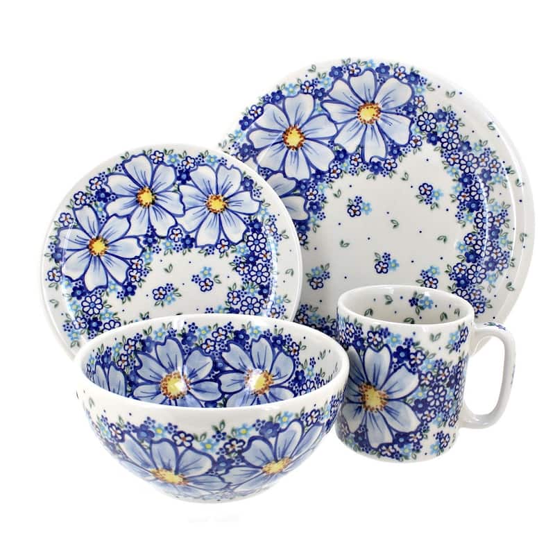 Blue Rose Polish Pottery Vena Dinnerware (4 PC)