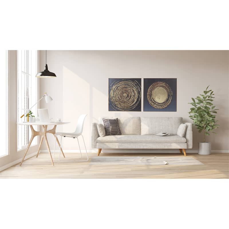 Manhattan Modern Abstract Black And Gold Framed Wall Art Set of 2