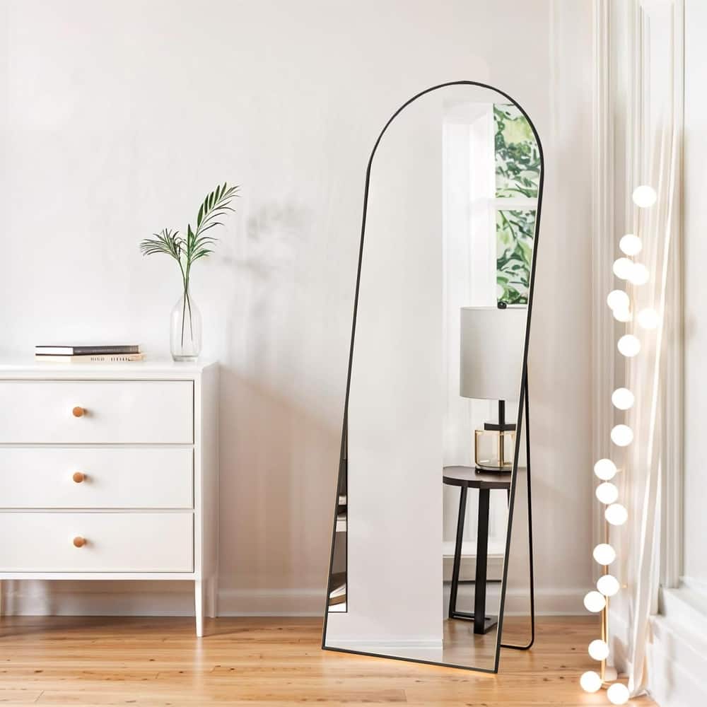 Full Length Mirror with Stand, Floor Mirror with Aluminum Alloy Frame for Bedroom, Standing Full Body Mirror for Wall, Cloakroom