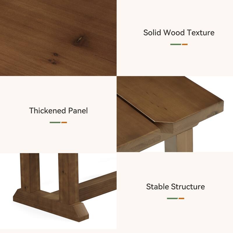 Solid Wood Dining Bench, 59" Entryway Bench Kitchen Beach Seat for Dining/Living Room, Hallway