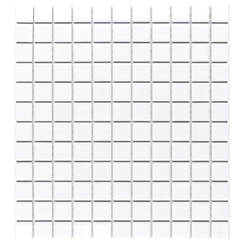 Merola Tile Metro 1" Square Glossy White 10-3/4" x 11-3/4" Porcelain Mosaic Floor and Wall Tile