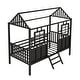preview thumbnail 5 of 7, Black Playhouse Design Metal Low Loft House Bed with Roof