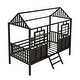 preview thumbnail 5 of 16, Twin Size Metal Low Loft House Bed with Roof and Windows - Adorable Design