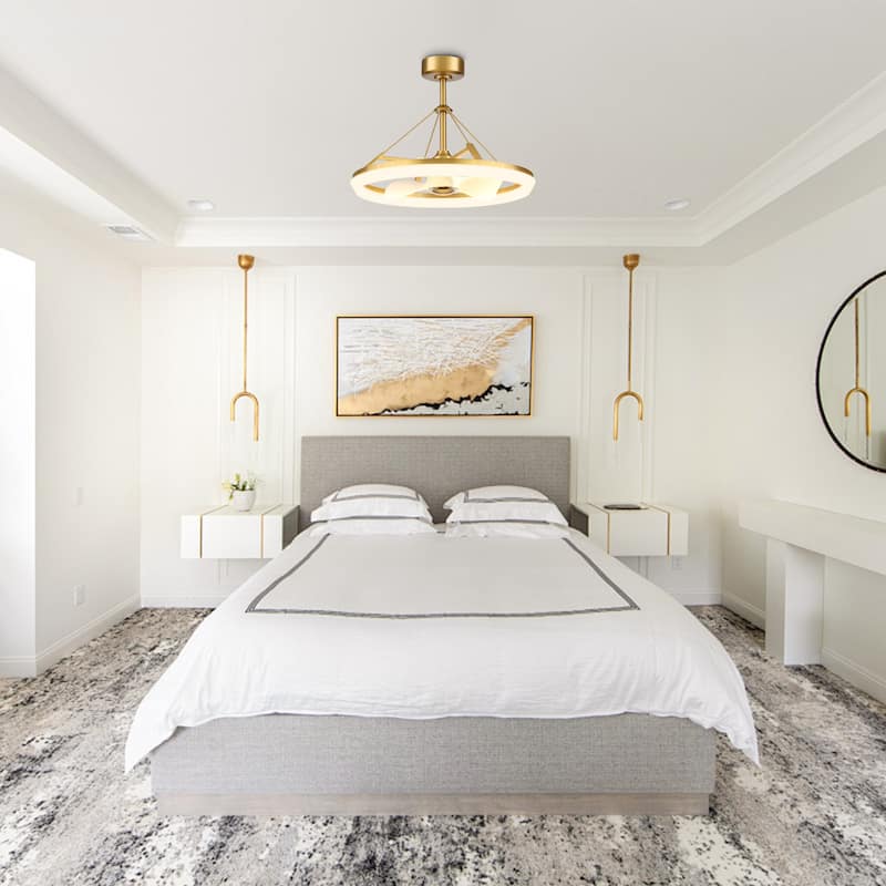 30" Modern Gold 3CCT LED Fandelier Ceiling Fan with Light and Remote