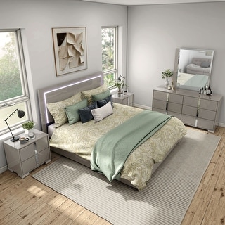 Furniture of America Erina Modern Glossy 5-Piece Panel Bedroom Set ...