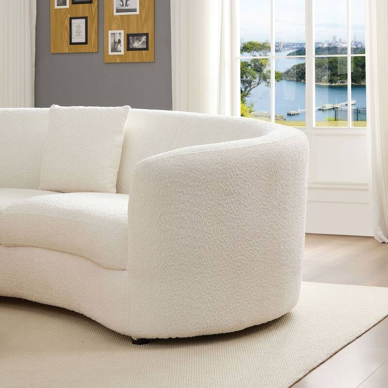 Curved Cloud Sofa, Upholstered Comfy Sofa with Pillows for Living Room