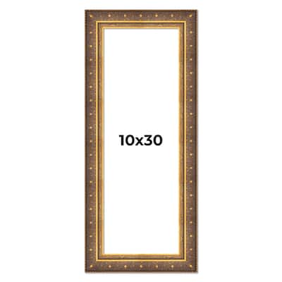 10x30 Frame Gold Real Wood Picture Frame inches Interior Frame Depth 1 inches Museo Bronze Ornate Photo Frame with UV Acrylic