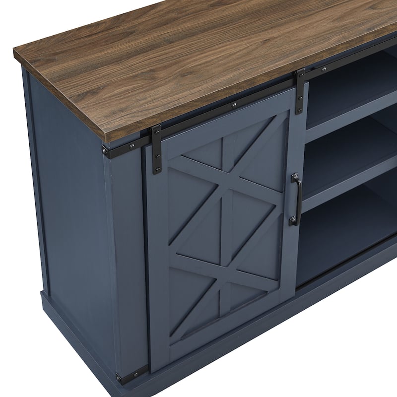 58" Farmhouse Sliding Barn Door TV Stand - Fits TVs up to 65" - 58" in Width