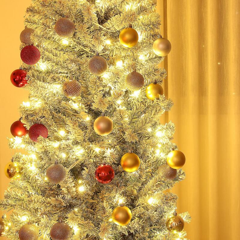 Green Plastic Steel Pencil Christmas Tree with LED Lights and Remote